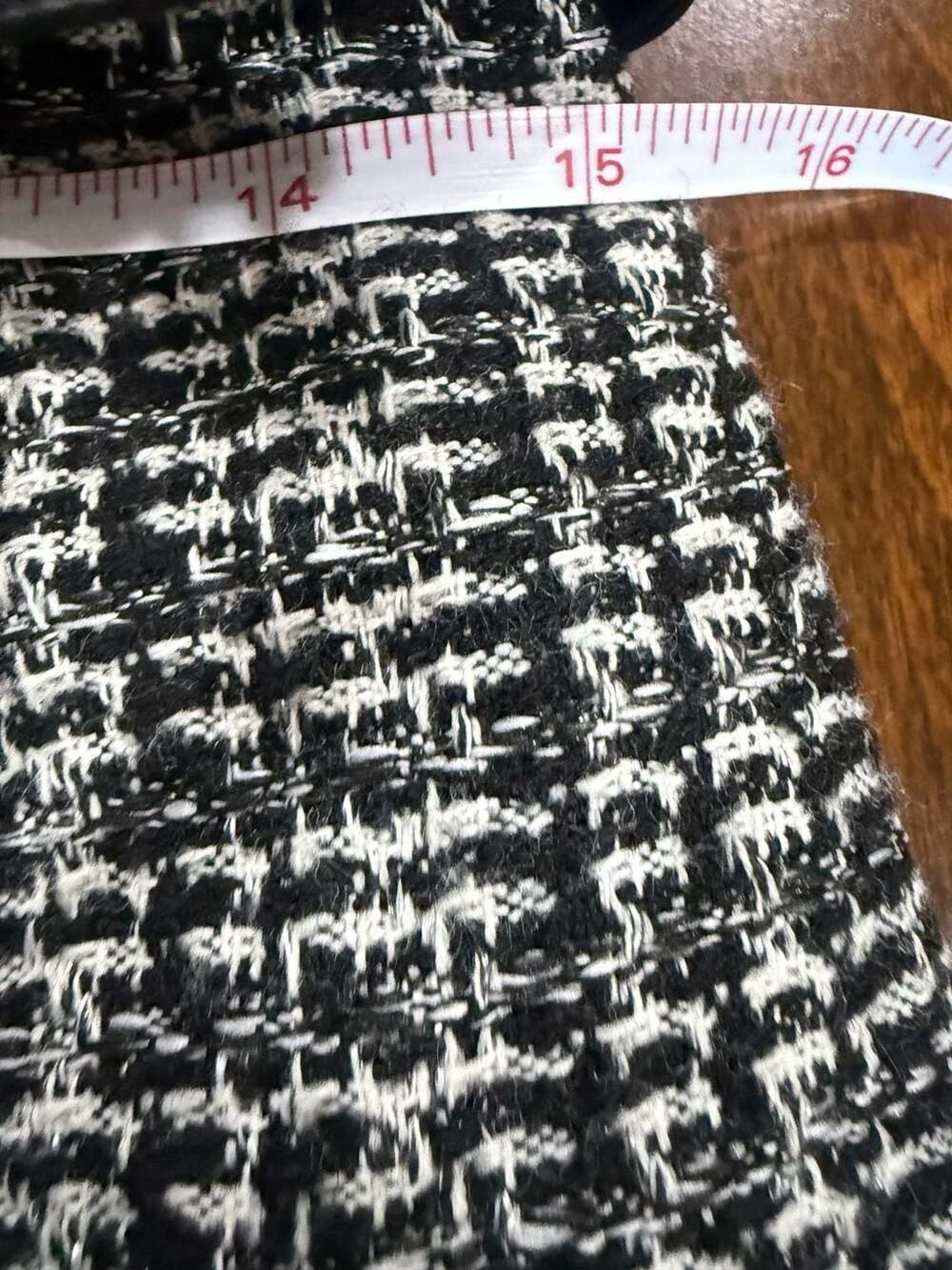 Maeve Anthropologie Tweed Belted Dress Faux Leather Trim Preppy US 6 Black White - Picture 8 of 8